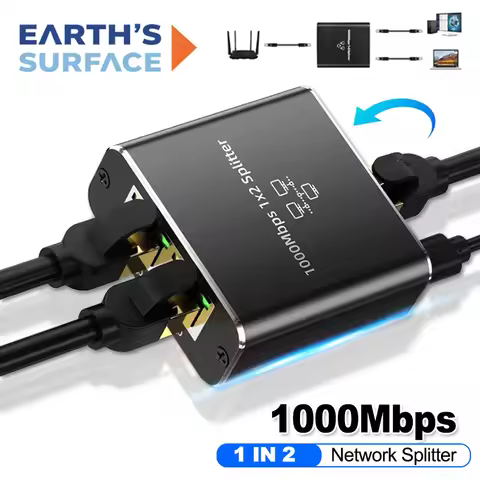 Gigabit 1000Mbps Network Splitter 1 IN 2 Ethernet Adapter Lan Connector Switch Coupler for PC Laptop