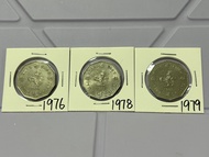 （十角形伍圓一套）香港硬幣英女王伊利沙伯 1976，1978 & 1979 年五元 Government of Hong Kong Queen Elizabeth ll 1976，1978 & 197