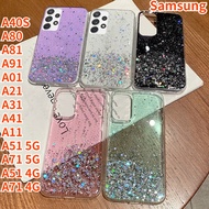 Lonee เคสฟอยล์สีทองกลิตเตอร์สำหรับ Samsung กาแลคซี Samsung A71 Samsung A81 Samsung A80 A31 A01 Samsung A51 Samsung A21นิ่ม TPU เคสโทรศัพท์โปร่งใส Samsung กากเพชร Samsung อีพ็อกซี่