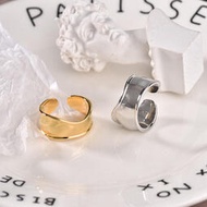 韓版韓式簡約凸波浪邊光面寬版戒指開口指環時尚女款配飾手飾品