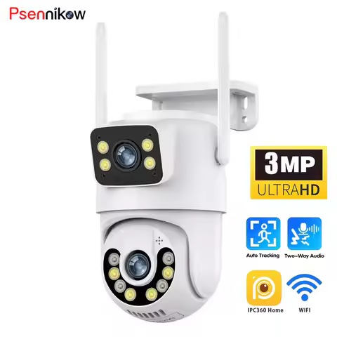 Wireless Security Camera 1080P 3MP Dual Lens POE IP Camera PTZ Dual Screens Smart Home 360° Wired Vi