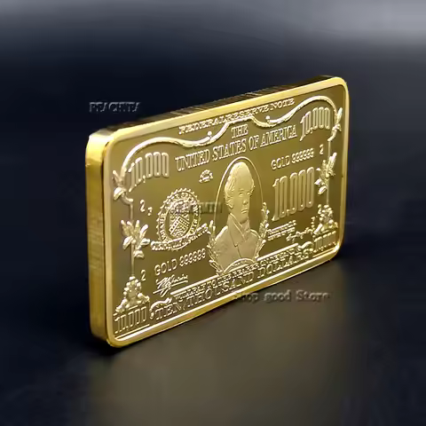 USD 10000 Dollar Bullion 24k Gold Bar American Metal Coin Golden Bars Collectible Gifts