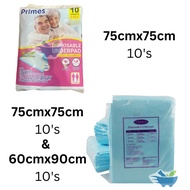 Camsterile Disposable Underpad 10pcs (60x90cm / 75x75cm) / Primes Disposable Underpad 10pcs (75x75cm