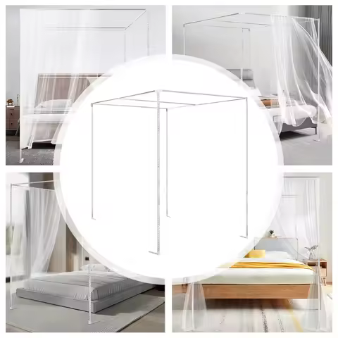 4 Corner Bedding Canopy Frame Post,Metal Bed Four Corner Bed Mosquito Netting Bracket Fit for Twin/Q