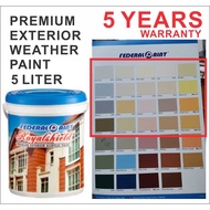 5L ( 5 LITER ) WEATHER PREMIUM EXTERIOR ACRYLIC PAINT FEDERAL PAINT ROYALSHIELD 5 YEARS / ANTI FUNGU
