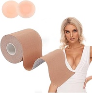 Bob Tape for Breast Lift,Breathable Breast Lift Tape, Invisible Push Up Bra Tape,Waterproof Chest Support Tape,Athletic Tape Body Tape With 2pcs Silicone Cover Set For A-E Cup Large Breast
