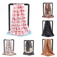 Tudung Square Bawal Satin Shawl Printed Cantik Corak Letter Bawal Fashion Muslim Hijab Scarf