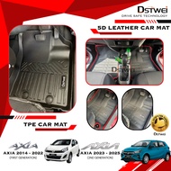 (DSTWEI) Perodua Axia 5D Carpet Axia 2023 TPE Car Mat Carpet 100% FIT Non Slip Pu Leather Karpet Ker