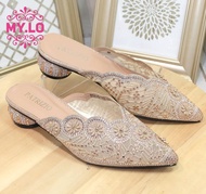 SANDAL PESTA WANITA SELOP KEBAYA PENGANTIN PEREMPUAN SENDAL HEELS WEDDING SLOP WISUDA NIKAH LAMARAN 
