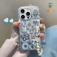 GANTUNGAN SS913 CUTE BLUE MOTIF SILICONE CASE BEAD HANGER STRAP FOR REALME 5 5i 6 7 8 9 9i 10 11 13 