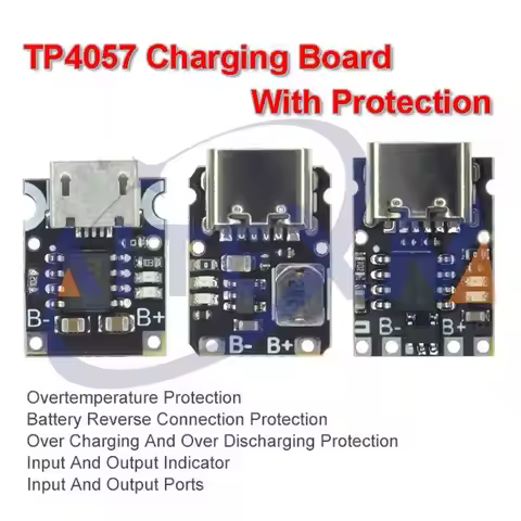 TP4057 1A lithium battery charging board module Polymer battery Type-C port with protection TP4056 u