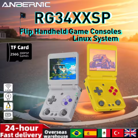 Anbernic RG34XXSP Flip Handheld Game Console RG 34XXSP 3.4-inch IPS Screen Linux 64-bit Retro Video
