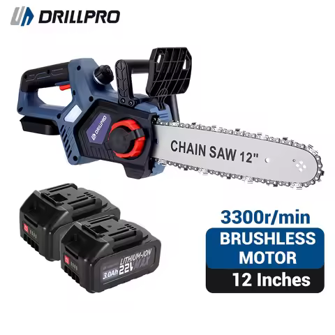 Drillpro 12 Inch Cordless Brushless Motor 3300r/min 22V 3.0Ah Lithium Battery Electric Chainsaw Suit