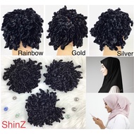 Ready stock 1PCS Hitam Sanggul Rambut Che Ta Shiny Bling Berkilat (Rainbow,Gold,Silver)Getah Rambut 