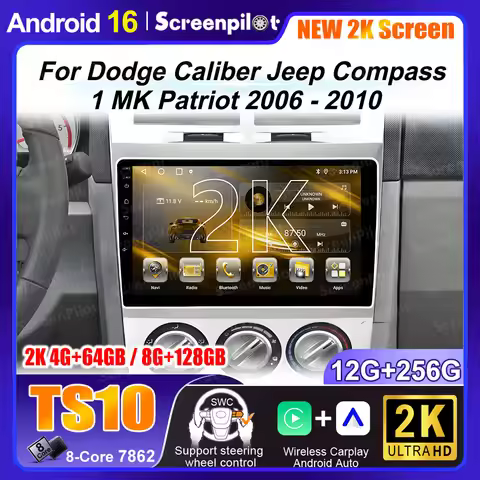 Android 16 For Dodge Caliber Jeep Compass 1 MK Patriot 2006 - 2010 Car Radio Multimedia player Navig