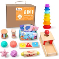 Montessori Toys for Babies 6-12 Months, 1 Year Old, 8 in 1 Baby Sensory Toy for 12-18 Months Toddler