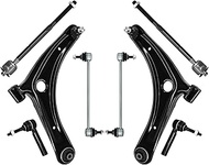 8Pcs Suspension Kit Front Lower Control Arm Sway Bar Tie Rod End Link Assembly Replacement for 2007-