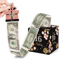 16th/18th/21th Birthday Money Box For Cash Gift Pull, Happy Birthday Money Gift Boxes For Cash With 