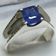 Natural 1.5 Carat Emerald Cut Blue Sapphire Women Ring Sterling Silver 925 gifts