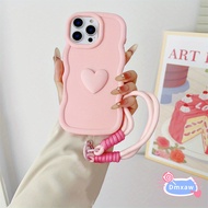 3D Wave Pink Heart Phone Case For Realme Narzo N65 N63 N55 N53 70 70X 60 Pro 60X 50 50A 50i Prime 30
