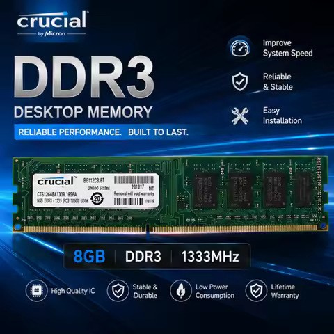 Crucial DDR3 Memory 4GB 8GB DIMM DDR3L Dektop Ram 1.5V 1.35V PC RAM 1333mhz 1600mhz 1866mhz