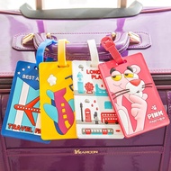 THOMA ที่อยู่กระเป๋าเดินทาง สีสันสดใส ป้ายติดกระเป๋าเดินทาง การเดินทางวันหยุด ป้ายกระเป๋าถือ เซอร์ไพรส์ Pink Panther แท็กกระเป๋าเดินทางเครื่องบิน อุปกรณ์เสริมการเดินทาง ป้ายกระเป๋าการ์ตูน บอร์ดดิ้งพาส