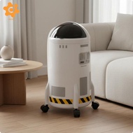 [utruiut0k] Stylish Rocket-shaped Flip Lid Waste Bin Functional Rubbish Bin Compactor with Wheels fo