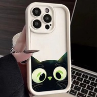 Cute Cartoon Black Cat Soft Phone Case For Samsung Galaxy S24 S23 Ultra S23 FE A54 A34 A14 5G A15 A2