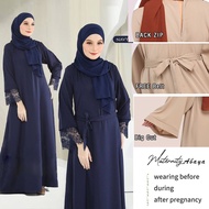 jubah dress lace abaya muslimah murah jubah Plain raya Women Long Sleeve pragnant Belted Dress hitam Maternity dress
