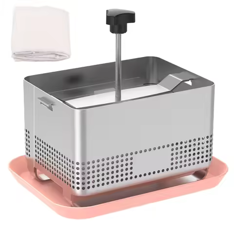 Stainless Steel Tofu Press Cheese Making Molds Homemade Tofu Mold with Presser Towel and Drip Tray T