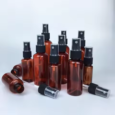 20/50/100pcs 20ml 30ml 50ml 60ml 100ml Plastic Spray Bottle Empty Atomizer Brown Amber Sprayer
