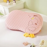 Zhiyuan Kids Memory Foam Cat Belly Pillow for Sleeping with Goose Shape Minky Dot Pillowcase, Pink