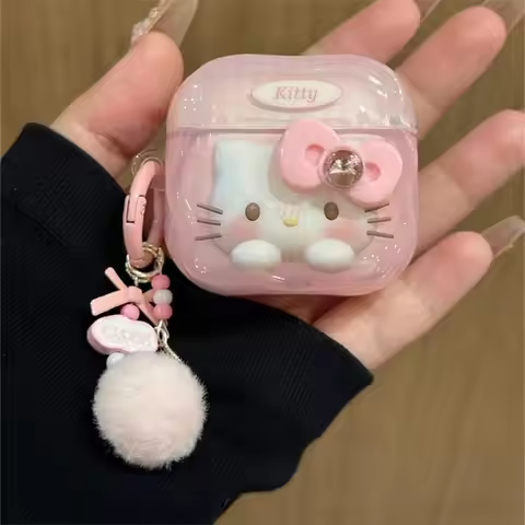 Hello Kitty Protective Case for Apple AirPods 1 2 3 4 Bluetooth Earphone Case, Suitable for AirPods 