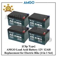 AMGO Original Tianneng Electric Bicycle Bike Motor E-Bike Battery 12V12AH Lead Acid Bateri Basikal E