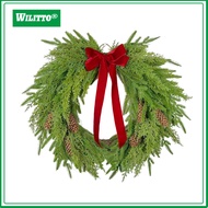 Hanging Wreath for Stairs Christmas Wreath Decoration Real Touch Norfolk Pine Christmas Wreath Festi
