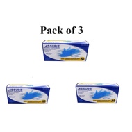 Bundle of 3 - Assure Soft Nitrile Gloves Powder Free Blue Size M 100 Pcs per Box