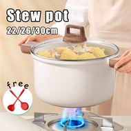 22/26/30cm White Maifan Stone Stew Soup Pots Warmer Pot for Cooking with Cover Wok Pan Big Size High Quality Non Stick Frying Pans Original with Lid Saucepan