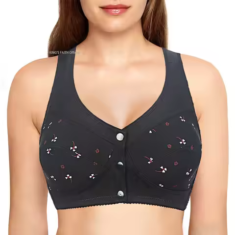 Bra For Women Wire Free Bra Cotton Underwear Front Closure Brassiere Women's Lingerie Large Bust 48
