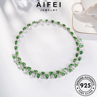 AIFEI JEWELRY Emerald Fashion Women For Korean Chain 純銀項鏈 Necklace Rantai Pendant Sterling Original Accessories Silver 925 Perempuan Perak Leher N1561