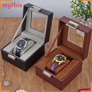 MYTHIS Watch Box, Leather Wood Watch Storage Box, Portable 1 Watch Slot Watch Collection Box Gift