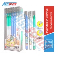 Pulpen 1 Pack Murah Karakter Bisa Hapus [1 Pack/12 Pcs] / Bolpoin Dihapus / Pena Yang Bisa Di Hapus 