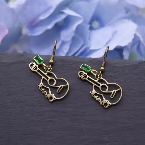Chandler Custom Name Guitar Earrings, Stainless Steel Waterproof Musician Dangle Earrings, Jewelry G