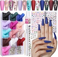 FANDAMEI Press on Nails Long Matte, 13 Packs 312 PCS Press on Nails Long Coffin, Full Cover Long Bal