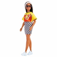 Barbie Fashionistas Doll #179, Curvy with Long Highlighted Hair, Flame Crop Top, Checkered Skirt & A