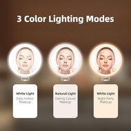 10X Magnifying Mirror with Light 6'' LED Makeup Magnifying Mirror with 3 Color Dimmable Makeup Mirro