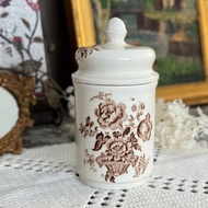 40712-典雅古董Crown Devon 花飾瓷器收納罐