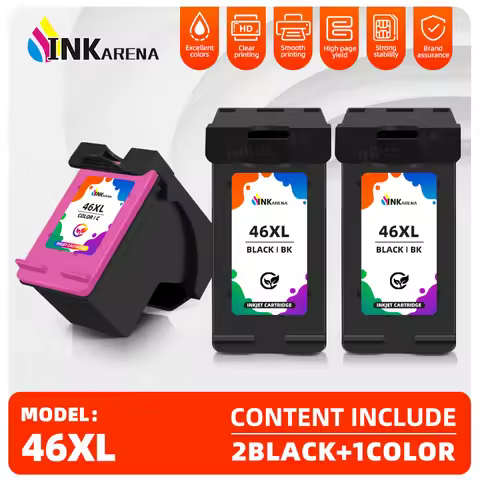 INKARENA 46XL 46 XL Cartridge Replacement for HP 46 for HP46 Ink Cartridge Deskjet 2020 2520hc Inkje