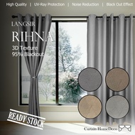 Rihna 3D 95% Blackout Curtain Langsir Bunga Ready stok blackout curtain window curtain