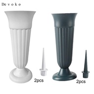 Devoko Flower Vase with Stake and Plastic Base Artificial Flowers Cemetery Vases with Spikes Cemeter