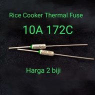 2 biji 10A 172C 250V Rice Cooker Thermal Fuse